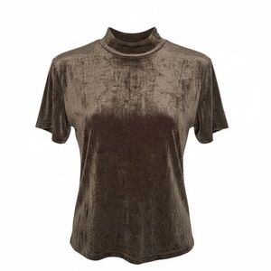 Chic Velvet Brown Short Sleeve Top